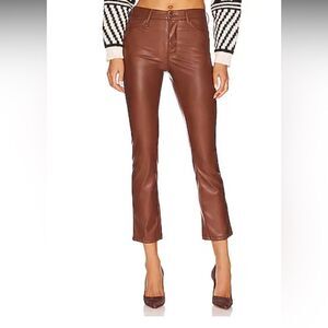 Mother Mid Rise Dazzler Jeans Faux Leather in Friar Brown size 26